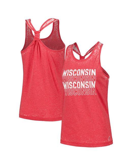 League Collegiate Wear Wisconsin Badgers Stacked Name Racerback Tank Top