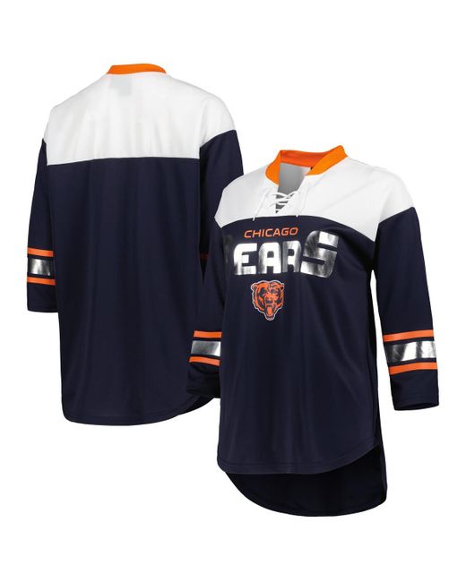 G-iii 4her By Carl Banks White Chicago Bears Double Team 3 4-Sleeve Lace-Up T-shirt