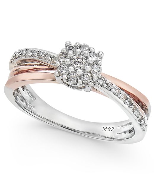Promised Love Diamond Crossover Promise Ring 1/4 ct. t.w. Sterling and 14k Rose Gold