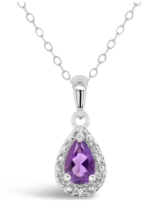 Macy's Gemstone and Diamond Accent Pendant Necklace Sterling