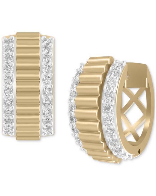 Macy's Diamond Ridge Texture Small Huggie Hoop Earrings 1/3 ct. t.w. 10k Gold 0.5