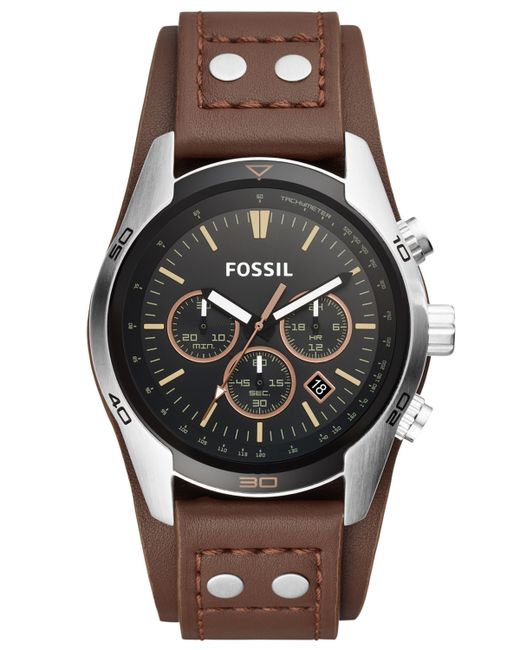 Fossil Coachman Brown Leather Watch 45mm