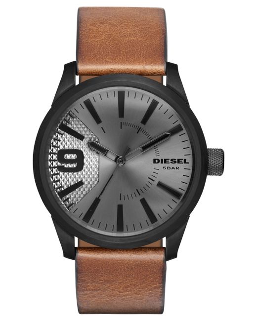 Diesel Rasp Light Leather Strap Watch 46x53mm