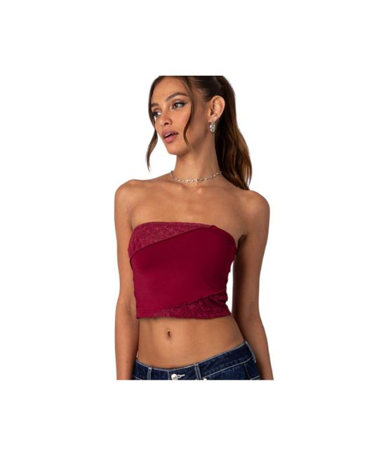 Edikted Lace Patchwork Tube Top