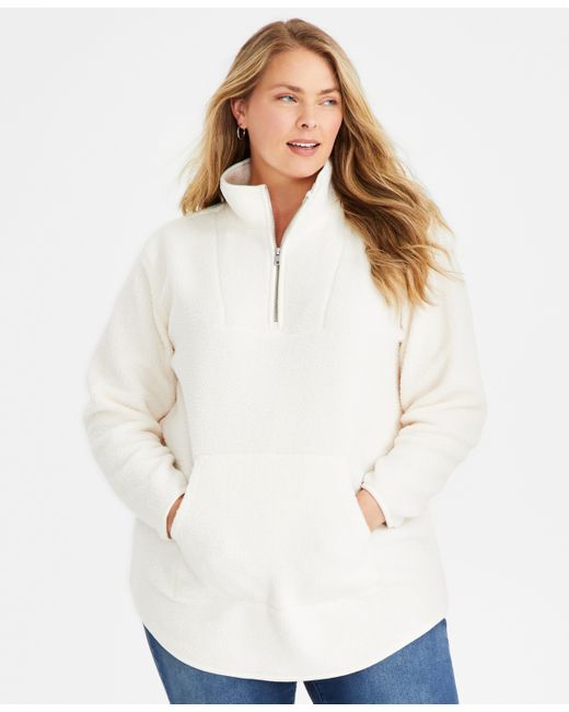 Style & Co Plus Sherpa 1/4 Zip Pullover Created for