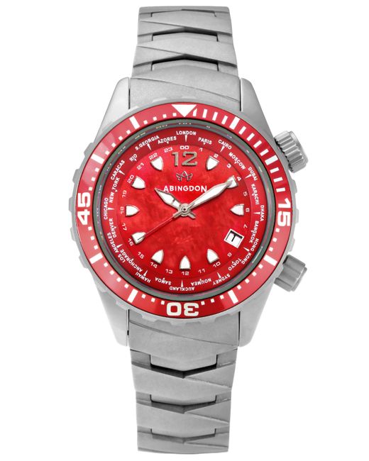 Abingdon Co. Abingdon Co. Marina Divers Multifunctional Titanium Bracelet White Silicone Strap Watch 40mm