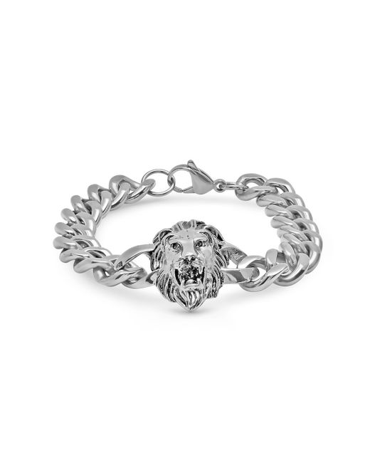 SteelTime Stainless Steel Lion Head Chain Link Bracelet