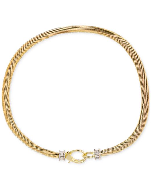 By Adina Eden 14k Plated Baguette Cubic Zirconia Bead Snake Chain 16 Collar Necklace