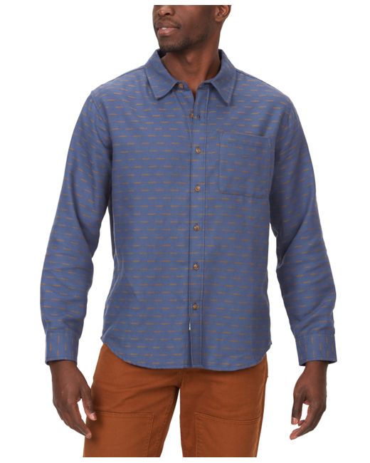Marmot Fairfax Classic-Fit Dashed Stripe Button-Down Flannel Shirt hazel