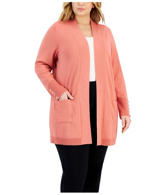 Jm Collection Plus Open-Front Long-Sleeve Cardigan Created for
