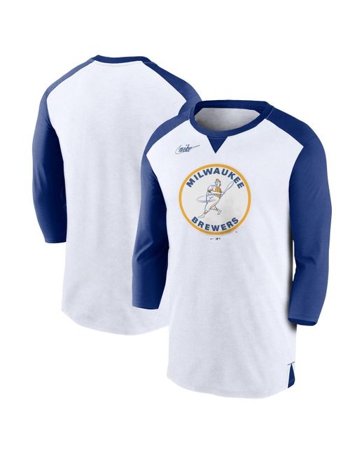 Nike Royal Milwaukee Brewers Rewind 3/4-Sleeve T-shirt