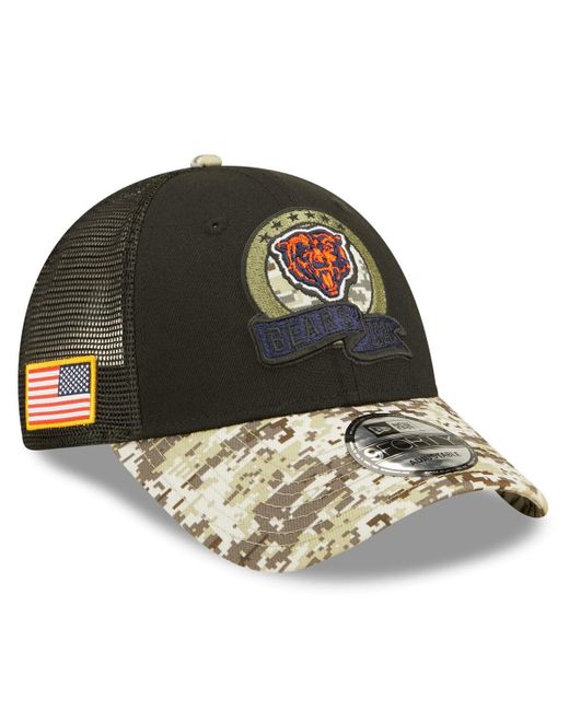 New Era Camo Chicago Bears 2022 Salute To Service 9FORTY Snapback Trucker Hat