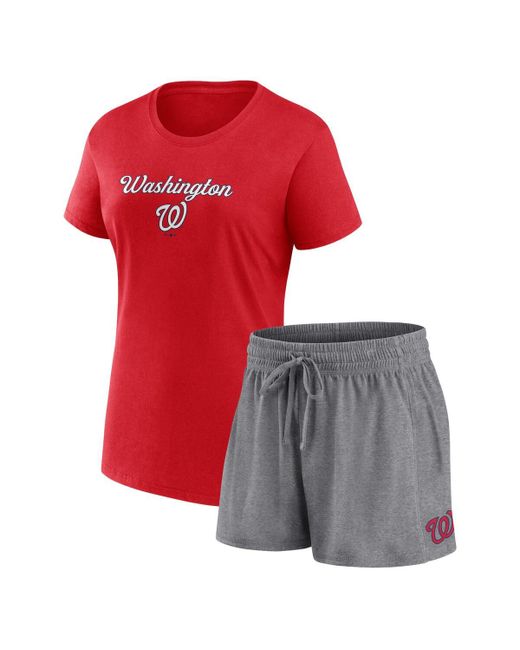 Fanatics Gray Washington Nationals Script T-shirt and Shorts Combo Set
