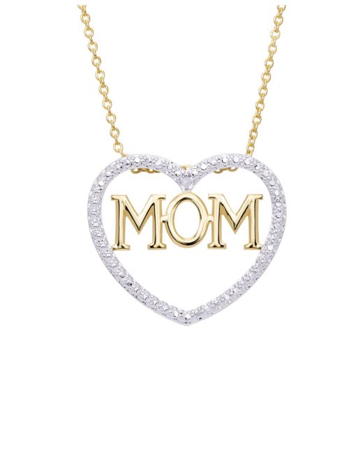 Macy's Diamond Accent plated Mom Heart Pendant Necklace