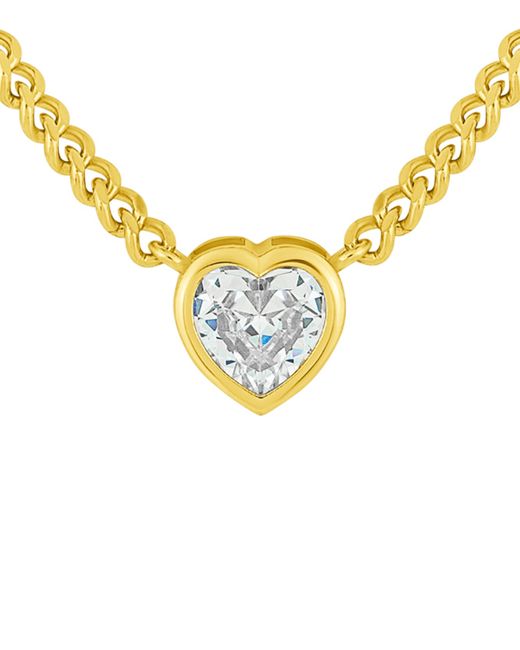 And Now This Cubic Zirconia 7.5 ct.t.w. Heart and Curb Chain Necklace Fine Silver Plated