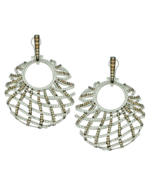 Suzy Levian New York Suzy Levian Sterling Silver Cubic Zirconia Oversized Weaving Dangle Drop Earrings