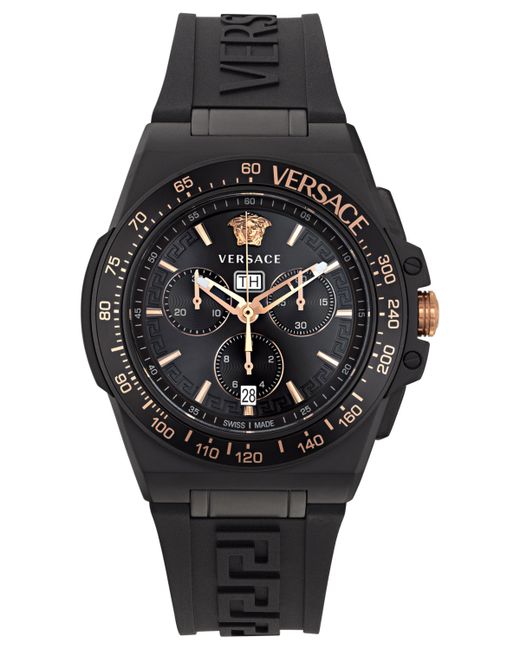 Versace Swiss Chronograph Greca Extreme Silicone Strap Watch 45mm