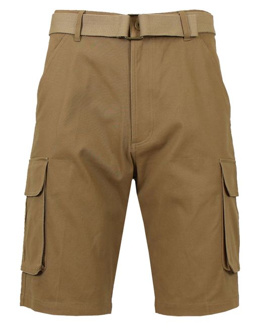 Galaxy By Harvic Flat Front Belted Cotton Cargo Shorts