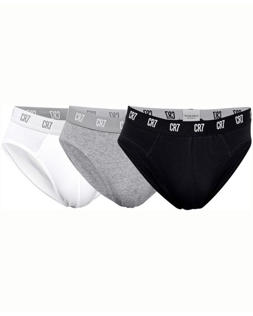 Cr7 Cotton Blend Briefs Pack of 3 Gray White