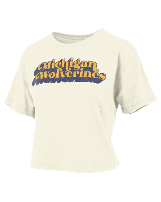 Pressbox Michigan Wolverines Vintage-Like Easy Team Name Waist-Length T-shirt