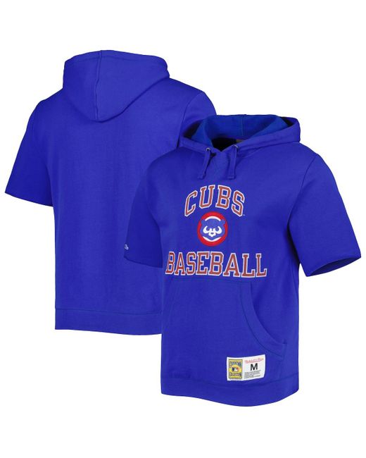Mitchell & Ness Chicago Cubs Cooperstown Collection Washed Fleece Pullover Short Sleeve Hoodie