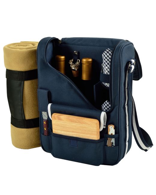 Picnic At Ascot Bordeaux Insulated Wine Cheese Tote with Blanket-Glass Glasses