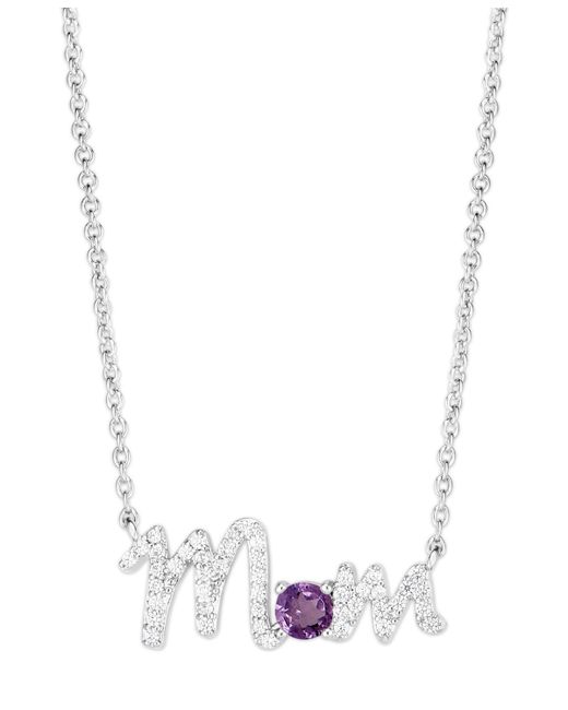 Macy's Birthstone Mom Necklace Plate Simulated Amethyst