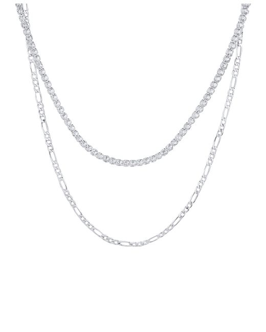 And Now This Double Row Chain with Cubic Zirconia Tennis Necklace and Clip