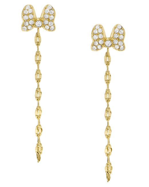 Fossil Disney x Special Edition Clear Crystal Minnie Mouse Drop Earrings
