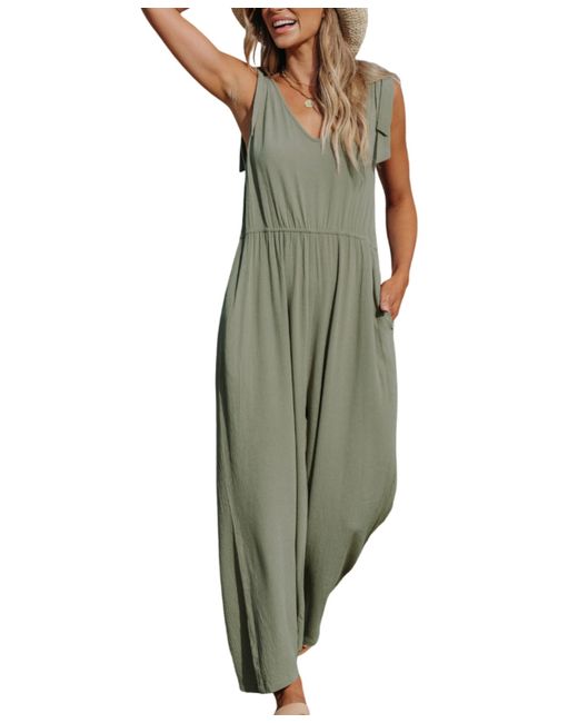 Cupshe V-Neck Bow Tie Backless Jumpsuit