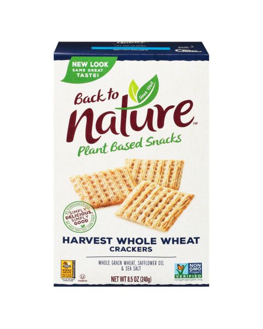 Back To Nature Harvest Whole Wheat Crackers Safflower Oil and Sea Salt Case of 12 8.5 oz.