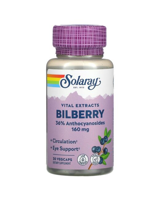 Solaray Vital Extracts Bilberry 160 mg Veg Caps