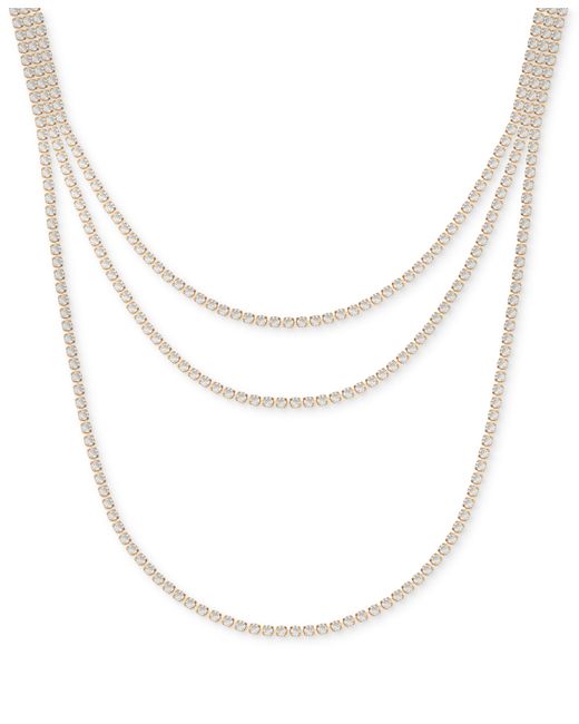 Guess Rhinestone Layered Tennis Necklace 16 2 extender