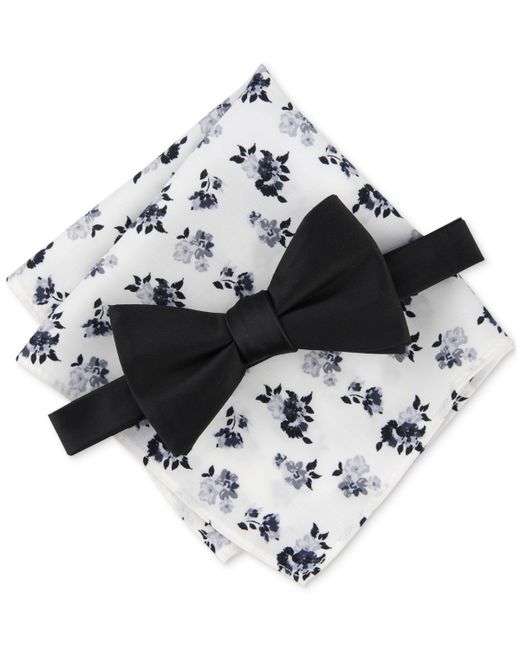 Bar III Davlyn Solid Bow Tie Floral Pocket Square Set Created for