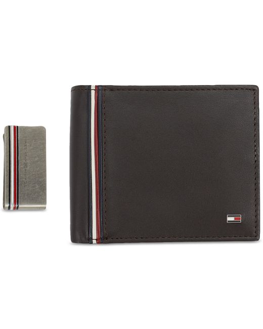 Tommy Hilfiger Rfid Global Striped Passcase Wallet and Money Clip Set