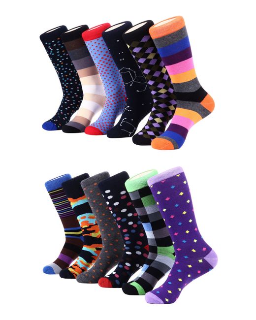 Mio Marino Bold Designer Dress Socks Pack of 12