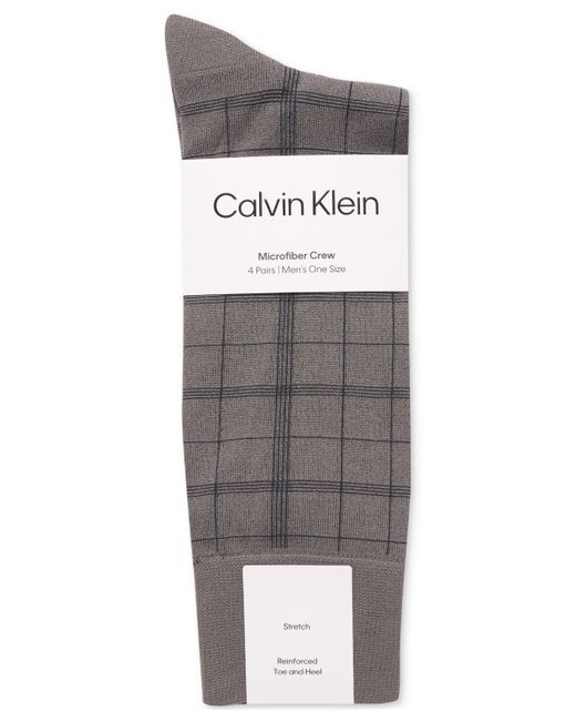 Calvin Klein Crew Length Microfiber Dress Socks Assorted Patterns Pack of 4