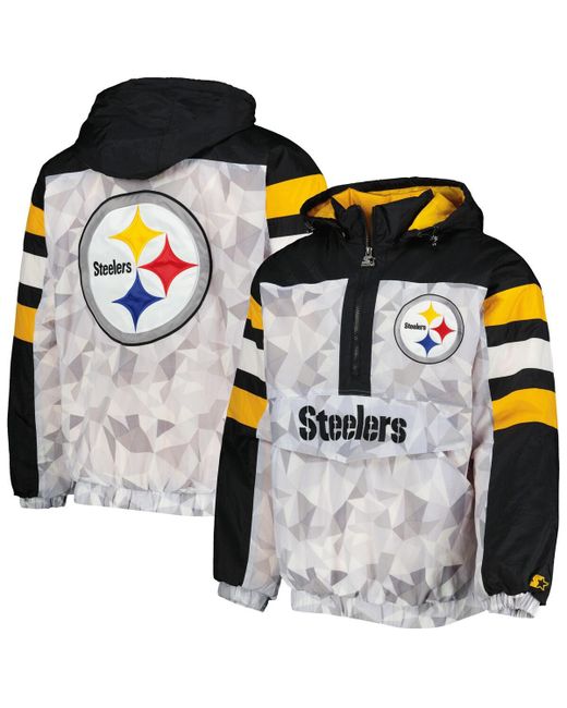 Starter Black Pittsburgh Steelers Thursday Night Gridiron Raglan Half-Zip Hooded Jacket