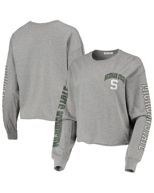 '47 Brand 47 Michigan State Spartans Ultra Max Parkway Long Sleeve Cropped T-shirt