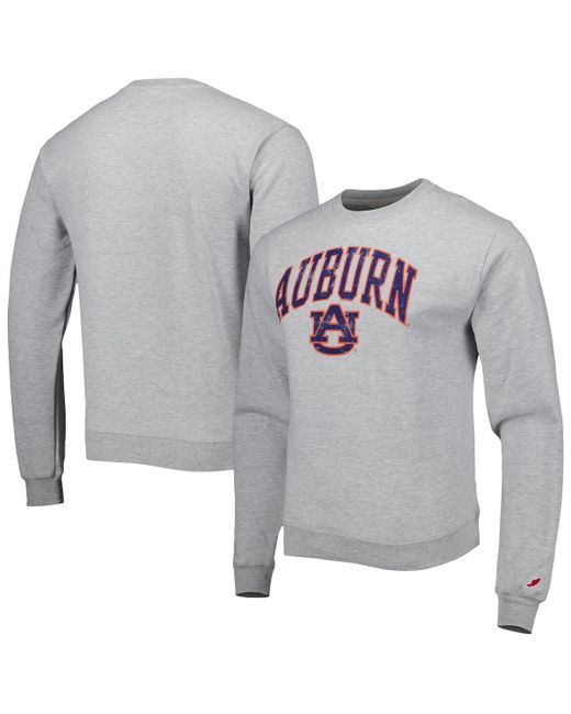 League Collegiate Wear Heather Auburn Tigers 1965 Arch Essential Fleece Pullover Sweatshirt