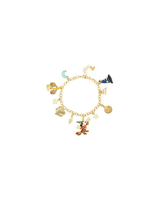 Disney Mickey Mouse Fantasia Charm Bracelet 7 1 gold tone red