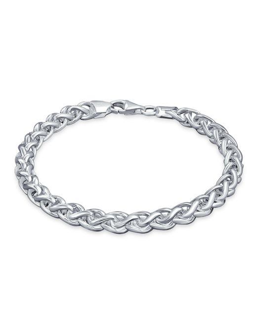 Bling Jewelry Solid Heavy 6MM Braid Rope Wheat Chain Link Bracelet Polished 925 Sterling 8 Inch