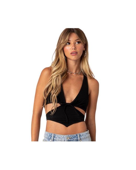 Edikted Cady tie front cut out top