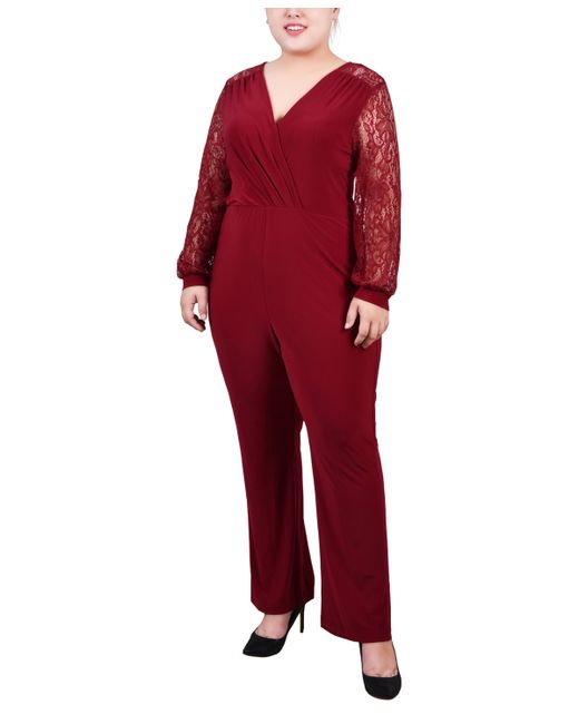 Ny Collection Plus Jumpsuit with Lace Sleeve