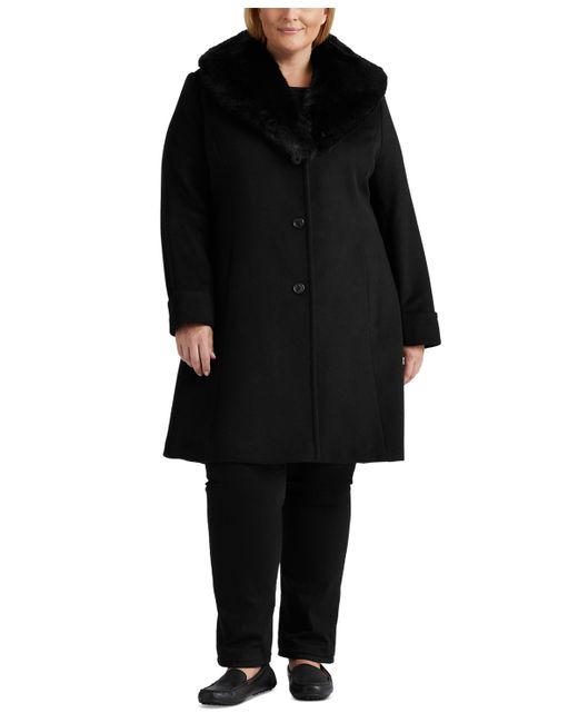 Lauren Ralph Lauren Plus Faux-Fur-Trim Walker Coat