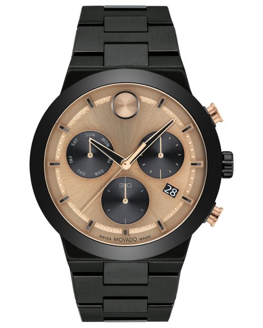 Movado Bold Fusion Swiss Quartz Chronograph Ionic Plated Steel Bracelet Watch 44mm