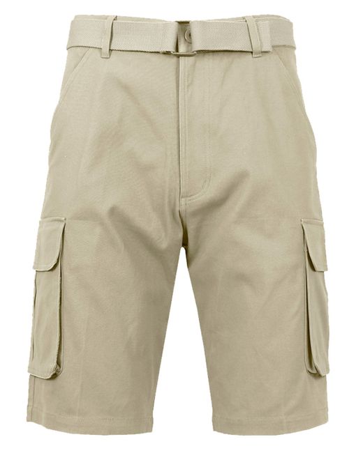Galaxy By Harvic Flat Front Belted Cotton Cargo Shorts