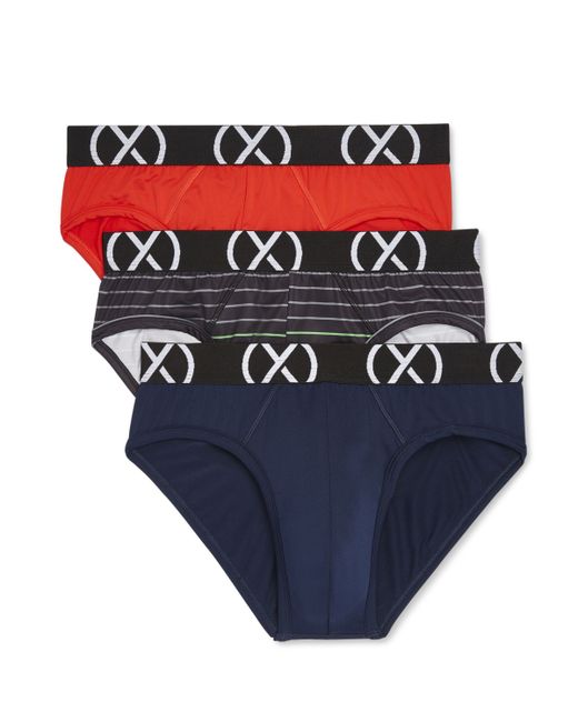 2(X)Ist Micro Sport No Show Performance Ready Brief Pack of 3 Stripe Navy