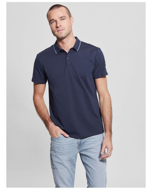 Guess Logo Taped Tipped Collar Polo Shirt