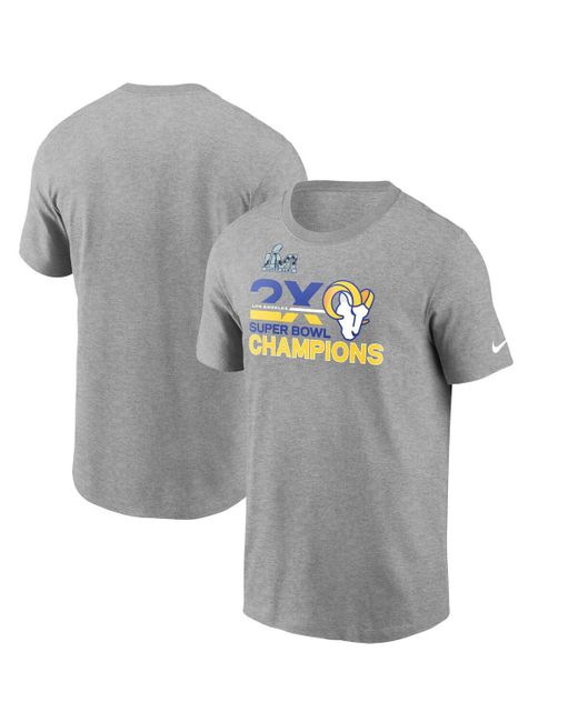 Nike Heather Gray Los Angeles Rams 2-Time Super Bowl Champions T-shirt